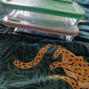 2 Pyrex Glass Storage containers made in USA for 3 cups
